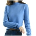 thumbnail image 2 of Gyexs Womens Fall Sweaters Casual Solid Color Petite Tops Knitwear Solid Lightweight Knit Pullover Tops Womens Fall Clothes, Blue, Size M, 2 of 5