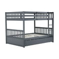 thumbnail image 4 of Bellemave Full Over Full Solid Rubber Wood Bunk Bed with Trundle and Ladder Convertible into 2 Full Size Beds with Headboard and Footboard 2 Full Bunk Bed with Twin Trundle, Dark Gray, 4 of 10