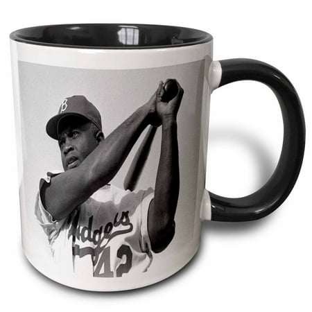 

3dRose Picture Of Jackie Of The Brooklyn Dodgers - Two Tone Black Mug 11-ounce
