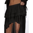 thumbnail image 6 of Women Elastic Waist Multi-Layer Ruffle Irregular High Slit Maxi Skirt Black S, 6 of 9