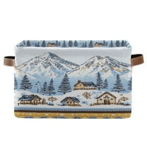 Yayeee Canvas Storage Basket with Handles for Shelves Fabric Bins Closet Organizer, Winter Village