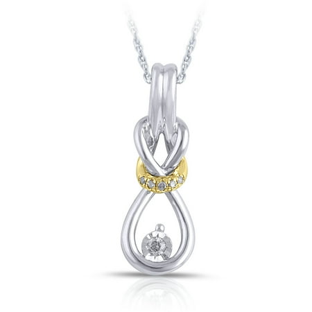 1/16 Carat T.W. Sterling Silver and 10kt Yellow Gold Two-Tone Pendant, 18 Chain