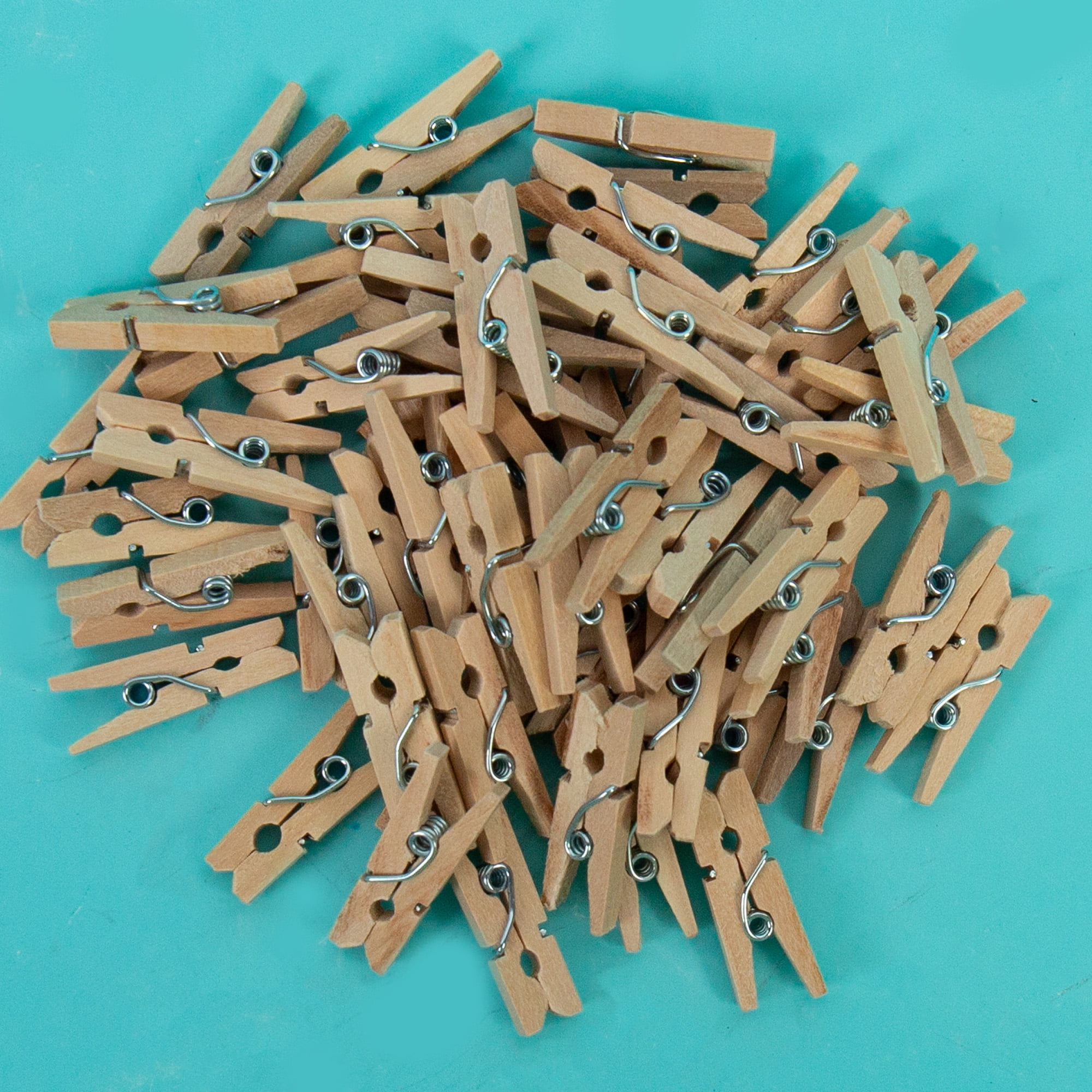 Hello Hobby Mini Wood Clothespins With Resealable Bag, 50-Pack