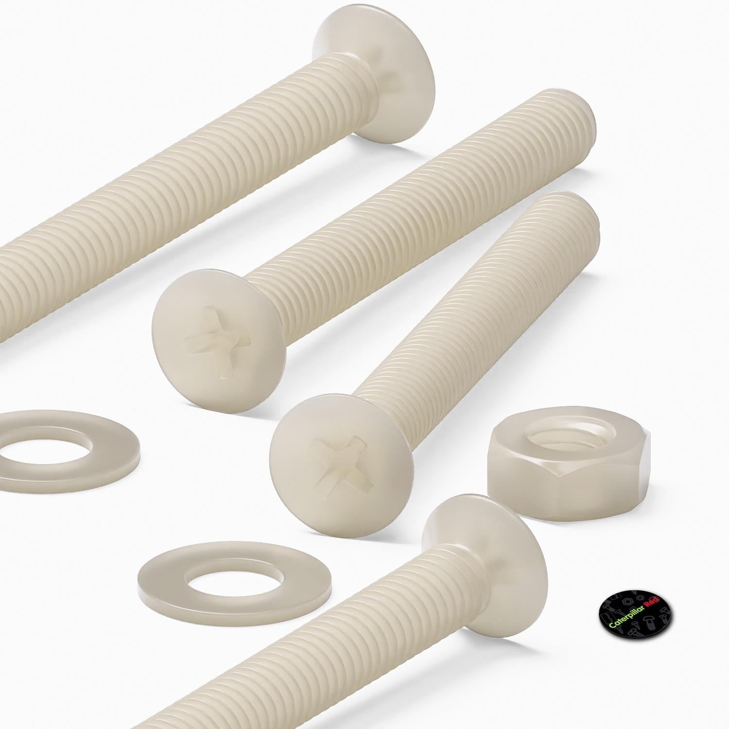 50 x Nylon Countersunk plastic machine screws, M3 x 25mm, Plastic Bolts, Nuts & Washers, (3/32 x 1 in)