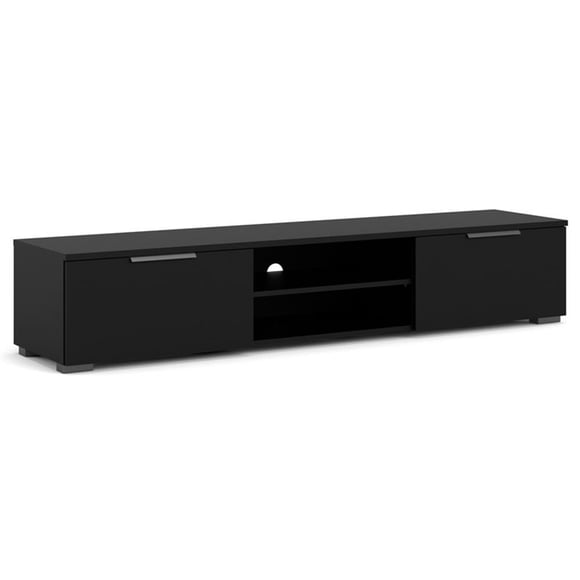 Tvilum Meuble Télé Assorti à 2 Tiroirs et 2 Tablettes, Noir Mat