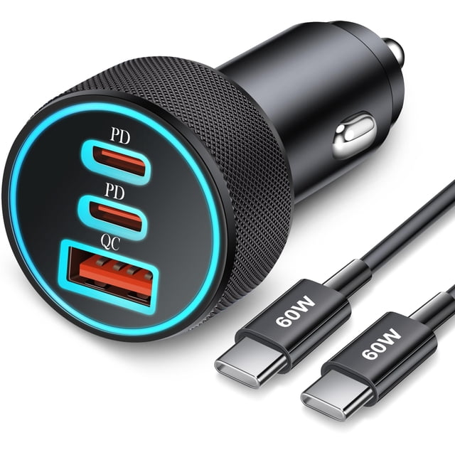 Cargador de coche KENHAO de 67 W con 3 puertos USB C PD/QC para Samsung iPhone