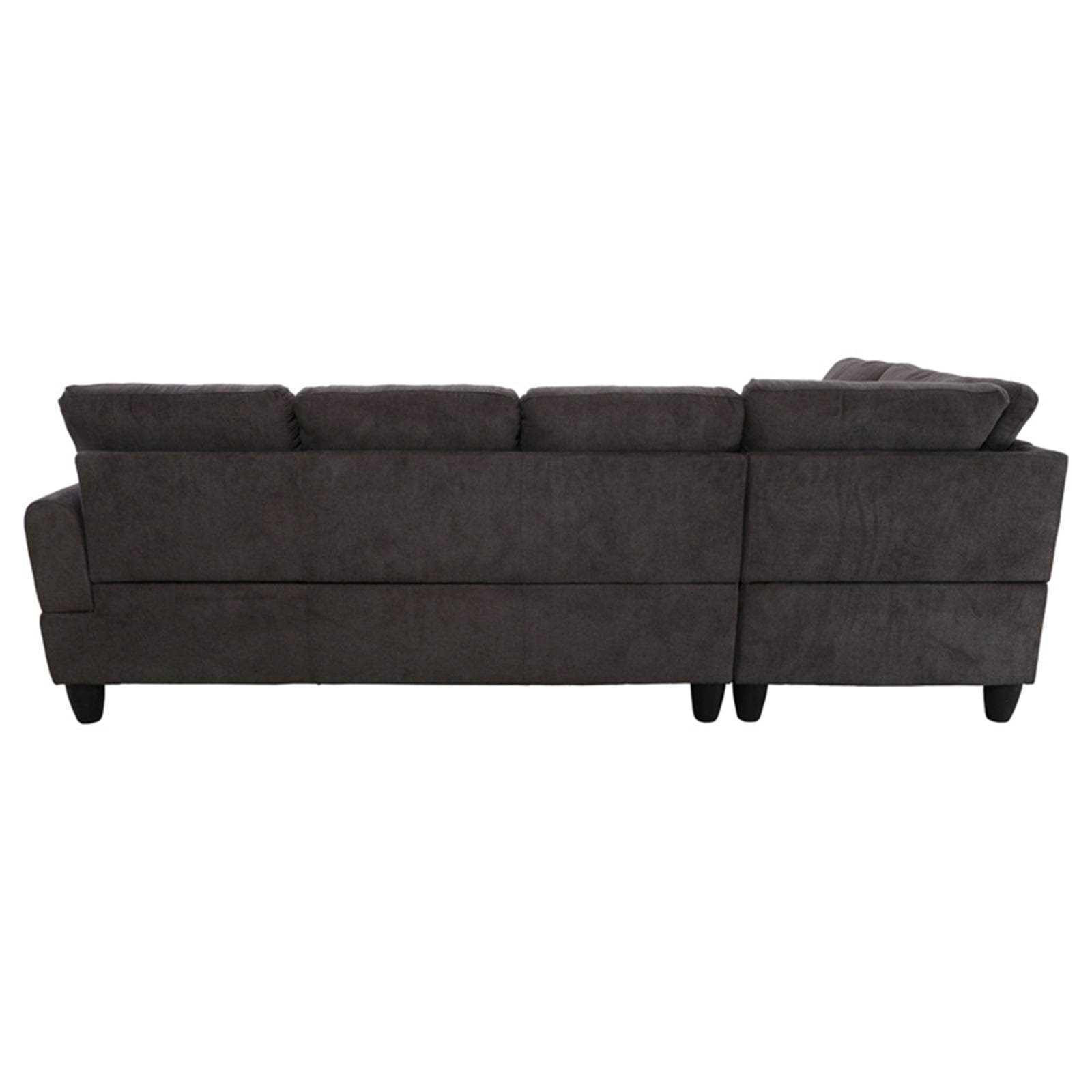 Hommoo Flannel L Shaped Sectional Couch and Sofa Set, Modern Living Room Furniture Set, Left Side, Dark Brown