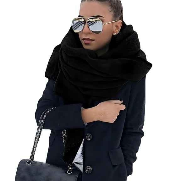TELOLY Women Scarf, Fashion Solid Color Soft Skin-friendly Fleece Winter Neck Warm Long Large Shawl Scarf Blanket Neck Wrap