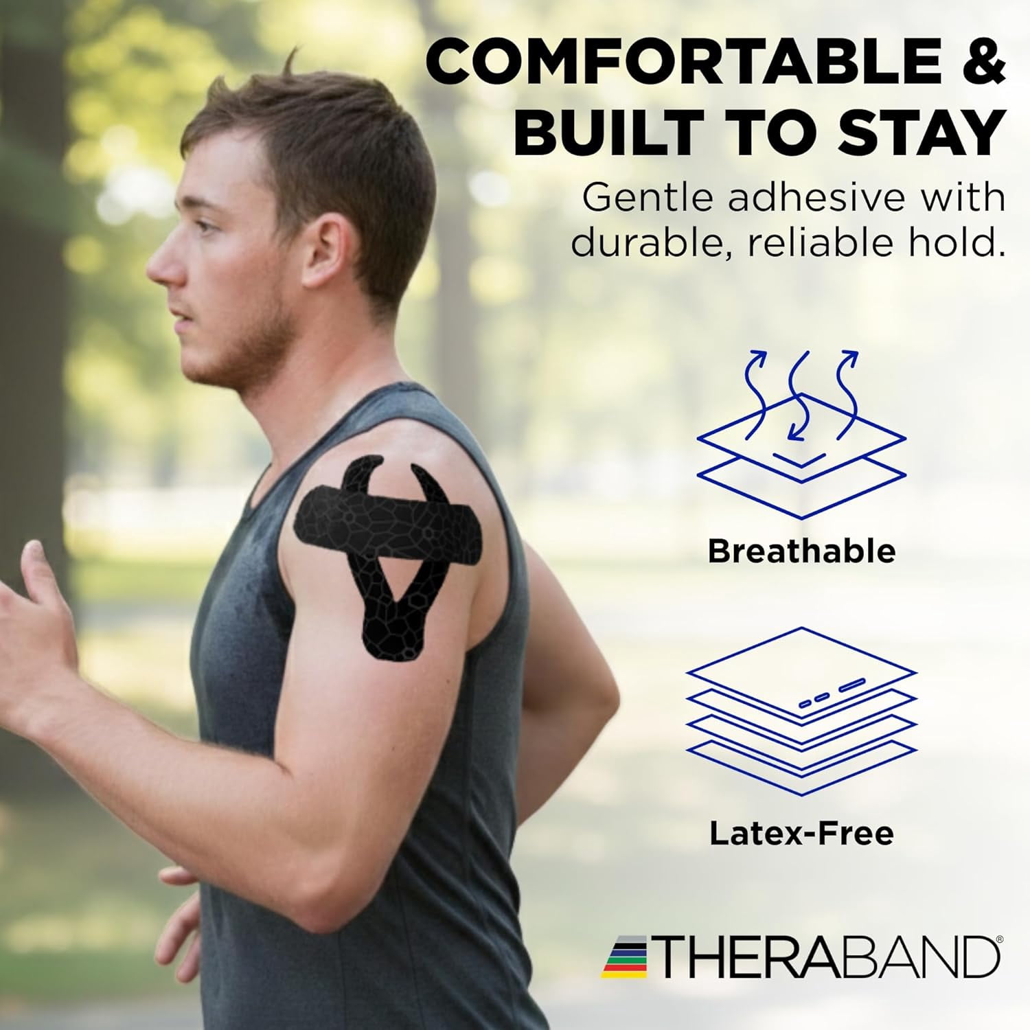 THERABAND Kinesiology Tape, Black/Black, 2"x103.3', Bulk Roll