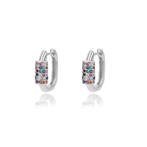 Pendientes de aro de acero inoxidable para mujer, arete de circonita arcoíris, joyería estética de lujo, novedad de 2023