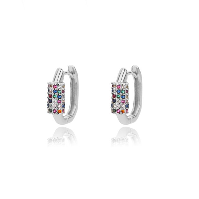 Pendientes de aro de acero inoxidable para mujer, arete de circonita arcoíris, joyería estética de lujo, novedad de 2023