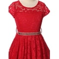 thumbnail image 2 of Big Girls' Illusion Lace Top Stone Belt Flowers Girls Dresses Red 12 (J19KS88), 2 of 3