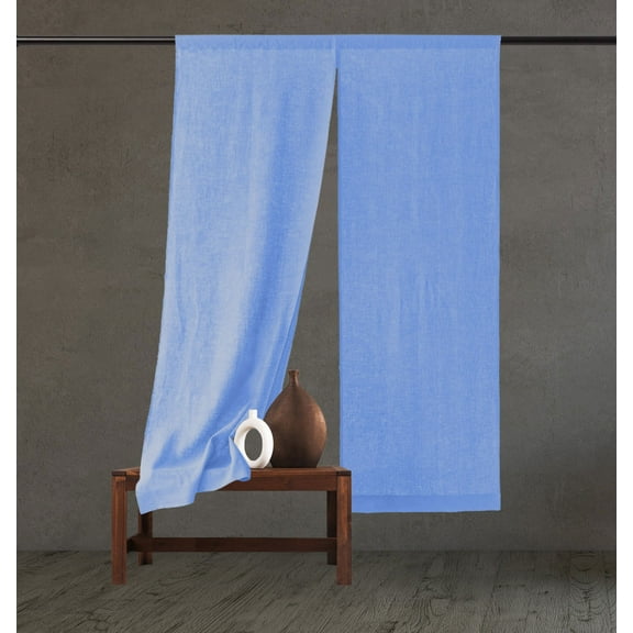 The Cozy Creations Set of 2 Rod Pocket Window Panels, 100% Cotton Curtain for Door ,Bedroom, Living Room and Kitchen, Thik Cotton Extra Long Blackout Curtains, Light Denim Blue, 44" Wide x 78" Length