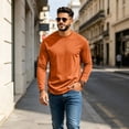 thumbnail image 6 of Men's Long Sleeve Tee Shirts Crew Neck T Shirt Solid Casual Basic Tees Soft Stretch T-Shirts Saffron 230, 6 of 8