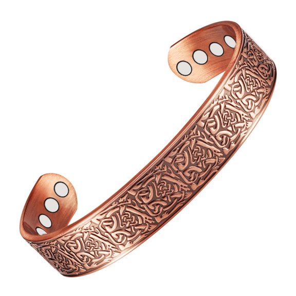 Wollet Magnetic Cuff Copper Bracelet for Men and Women, Length 6.8in