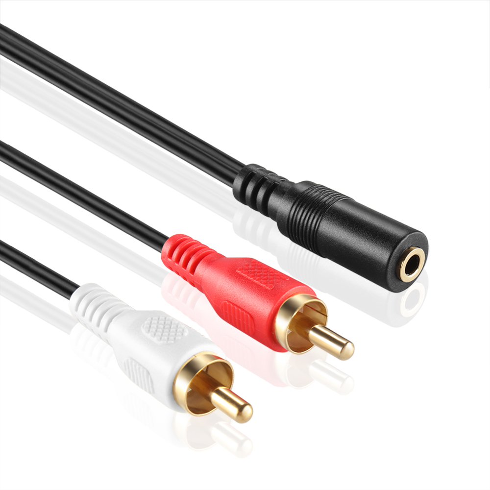3.5mm to RCA Stereo Audio Cable Adapter (3FT) - 3.5mm Female to Stereo RCA Male Bi-Directional AUX Auxiliary Male Headphone Jack Plug Y Splitter to Left / Right 2RCA Male Connector Plug Wire Cord - image 2 of 4