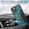 thumbnail image 4 of for iPhone 12 Phone Case Wallet with Card Holder,PU Leather Flip Folio Case,RFID Blocking Ring Holder Kickstand Wrist Strap Magnetic Protective Women Men Cover,Green,For iPhone 12, 4 of 11