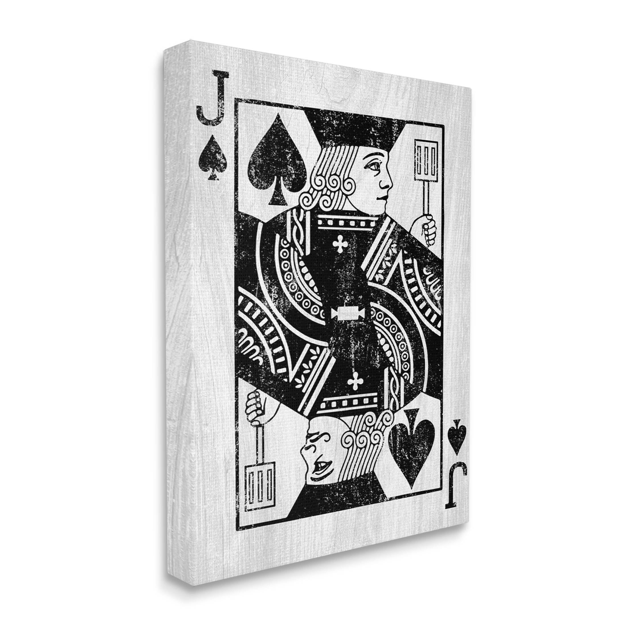 Stupell Industries Card Deck Jack Spade Symbol Graphic Art Gallery Wrapped Canvas Print Wall Art, Design by Lil' Rue