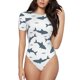 thumbnail image 1 of Fotbe Party Shark Cute Body de Mujer con Cuello Redondo y Mangas Cortas, Sin Mangas Ajustado, Suave, Cómodo y Básico-XX-Large, 1 of 7