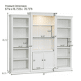 thumbnail image 3 of Bookcase Display Cabinet with LED Lighting, Retro Style Adjustable Shelves Storage Solution for Living Room Office Studio, White, 3 of 13