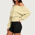 thumbnail image 6 of cocolona Off Shoulder Cropped Sweatshirts for Women Solid Color Long Sleeve Casual Shirts Sporty Trendy Fall Outfits, 6 of 7