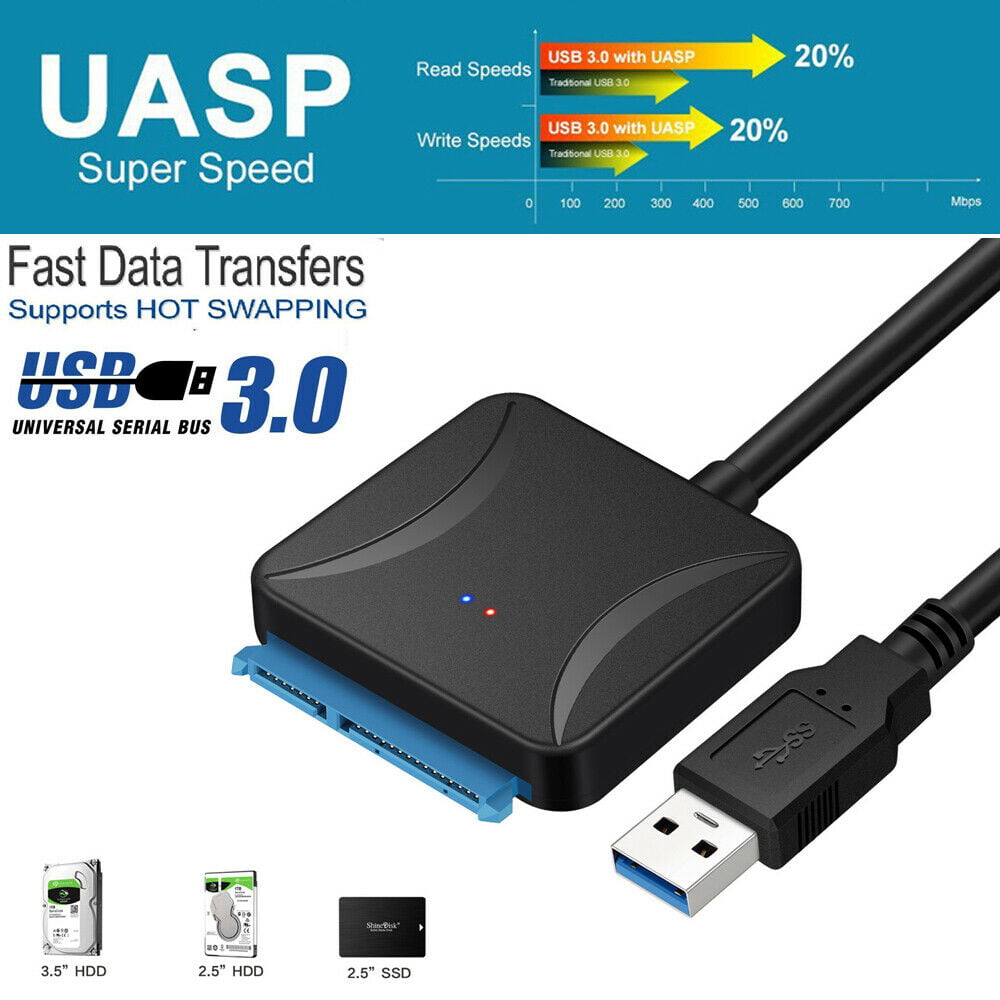voldsom grund Smidighed USB 3.0 to 2.5"/3.5" SATA3 Hard Drive Adapter Cable/UASP SATA to USB  Converter - Walmart.com