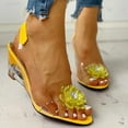 thumbnail image 5 of IUJSOY Womens Sandals Clear Wedges Heels Peep Toe Flower Rhinestone Slingback Sandals Pumps, 5 of 6