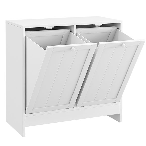 kleankin Tilt-Out Laundry Storage Cabinet with 2-Compartment Hampers, White