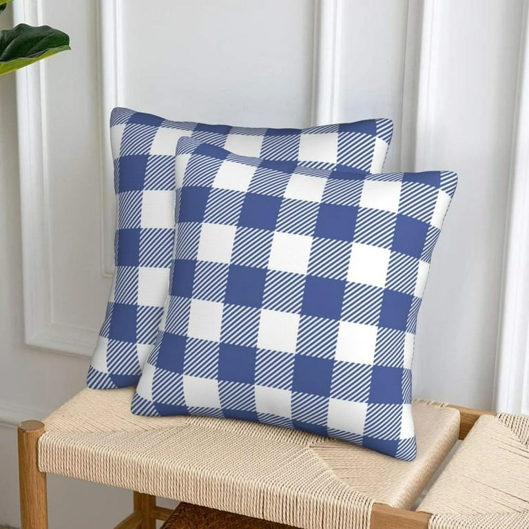 Retro Fattoria Buffalo Tartan Checker Plaid Cotone Lino Decorativo Coperte e Plaid Federa Federa per Divano, Set di 2-1_45x45 cm