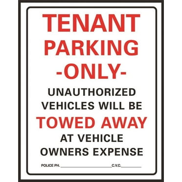 Hy-Ko Parking Lot Sign Red 19" H X 15"W Tenant Parking Only Plastic