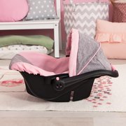 Bayer: Car Seat Easy Go for Neo Vario Pram with Cover, Doll Accessories, Pink, Grey with Butterfly,Grey/pink
