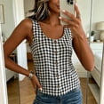 thumbnail image 5 of Tank Tops for Women Sleeveless Round Neck Plaid Button Shirts, 5 of 9