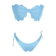 thumbnail image 4 of FhsagQ Swimsuit Sets for Women Plus Size Women's Ruffled Edge Bandeau Bikini Set With Removable Straps Two Piece Swimsuit for Beach and Pool Swimsuit Sets for Women Crotchless Two Piece Blue XS, 4 of 5
