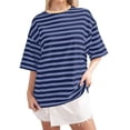 thumbnail image 2 of T-shirt Rayé pour Femmes 2026 Été Tendance Manches Courtes Col Rond Confortable Léger, 2 of 4