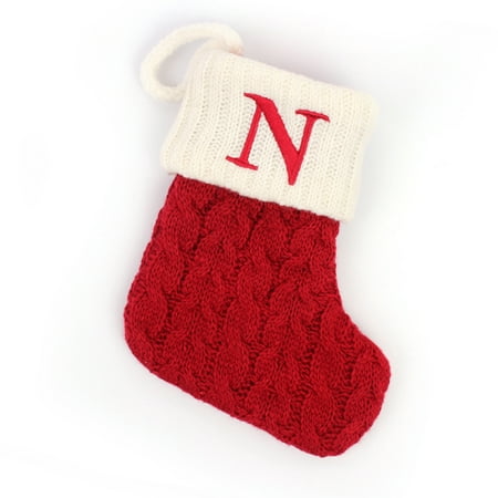 

Binpure Christmas Present Sock Lettering Initials Snowflake Knit Container