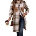 thumbnail image 2 of Plaid Shacket Jacket Women Button Down Long Flannel Jacket Fall Fashion Winter Coat Loose Fit Tartan Trench Coat, 2 of 4