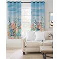 thumbnail image 2 of Summer Nautical Blackout Curtains for Bedroom/Living Room, Thermal Insulated Kitchen Curtains, Coastal Beach Starfish Coral Shell Blue Grommet Darkening Window Treatment Drapes 27.5"x39"x2, 2 of 8