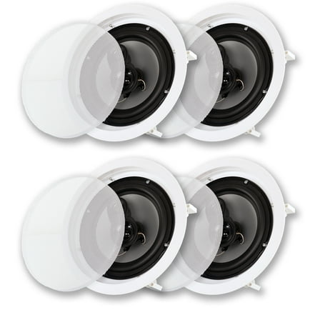 Acoustic Audio CS-IC83 In Ceiling Wall 8" Speaker 2 Pair Pack 3 Way Home Theater Flush Mount