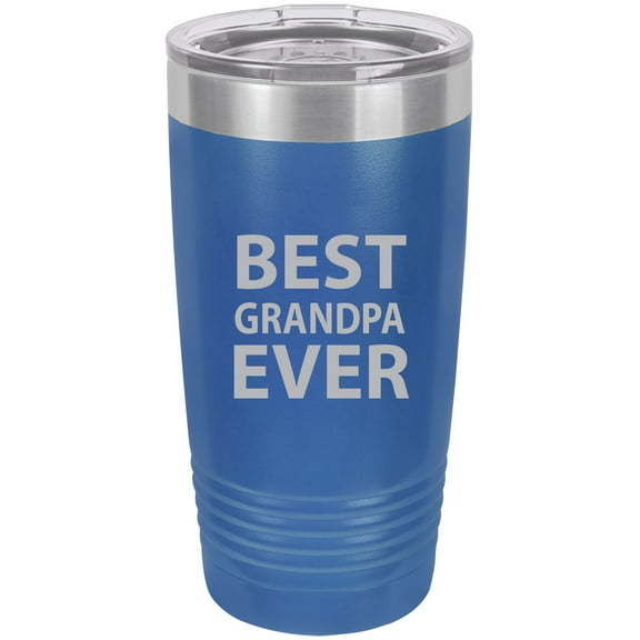 Best Grandpa Ever Stainless Steel Engraved Insulated Tumbler 20 Oz Travel Coffee Mug, Blue