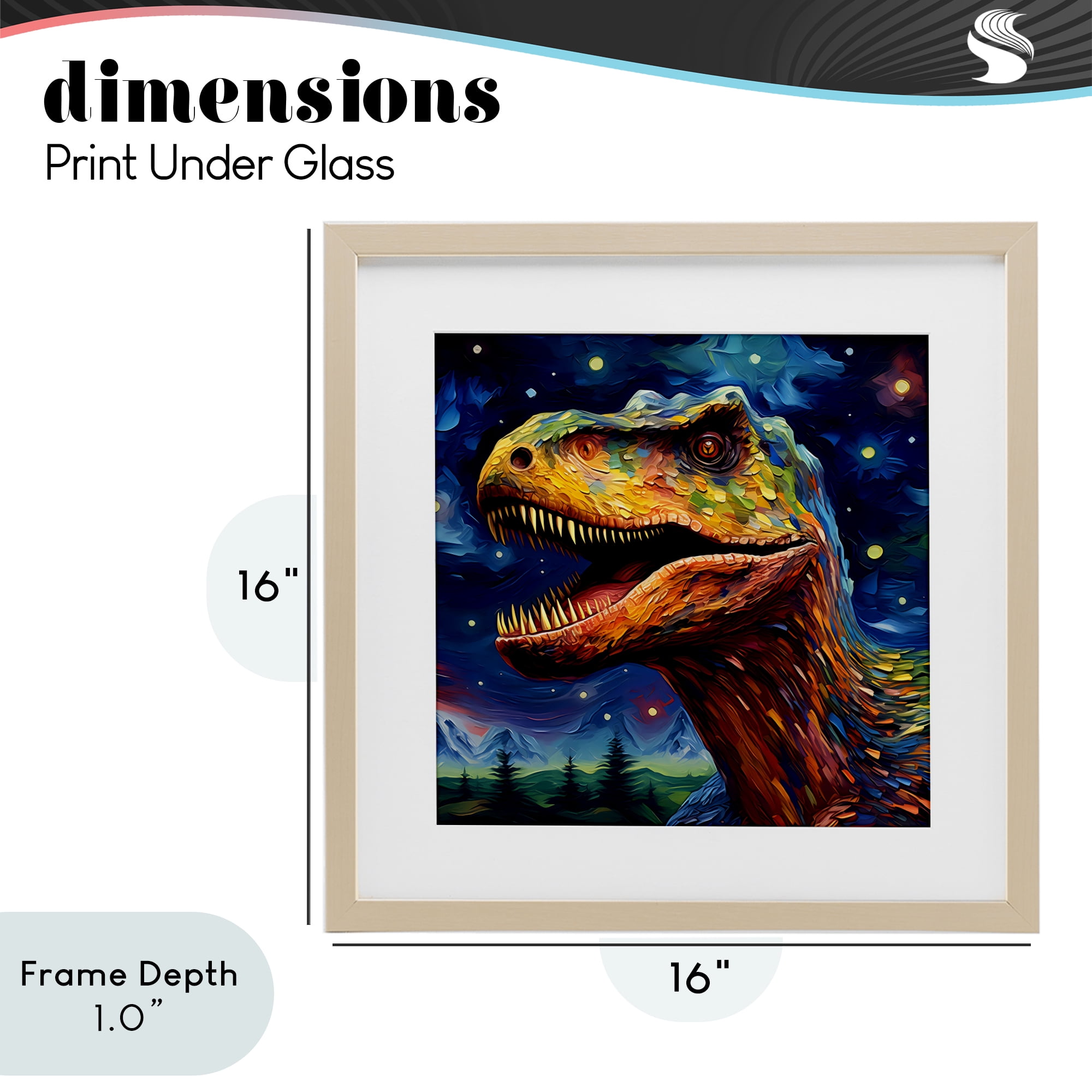 Stupell Industries Starry Sky Dinosaur Birch Framed Print Under Glass, design by Creative Studio