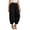 Black, variant on Elastic Waist Harem Pant for Women Casual Loose Fit Cotton Linen Baggy Cropped Trousers with Side Buttons