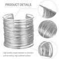 thumbnail image 2 of 4 Pcs Cuff Bangle Bracelet For Women Open Wide Wire Bracelets Silver, 2 of 5