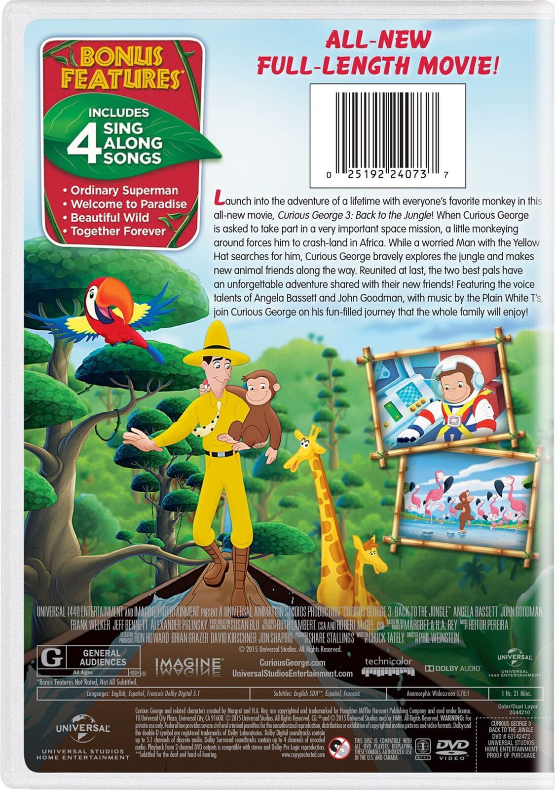 Curious George 3 - Back to the Jungle DVD Angela Bassett NEW