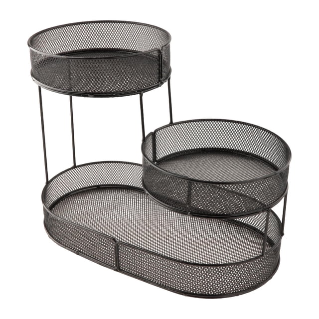 DOLITY 3 Tier Fruit Basket Display Platter Cake Stand for Home Parties Thanksgiving black