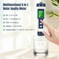 thumbnail image 4 of Multifunctional 5-in-1 Water Quality Tester, LCD Backlight Digital Water Quality Tester, Portable Water PH and EC Testing Pen, Swimming Pool Salinity Monitor, Drinking Water TDS Tester, 4 of 7