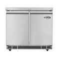 thumbnail image 2 of 36 in. Commercial Refrigerated Prep Station Cold Table, Stainless-Steel Refrigerator with 6 Pan Storage with Cover and Two Adjustable Shelves (KM-RBT-36C), 2 of 12