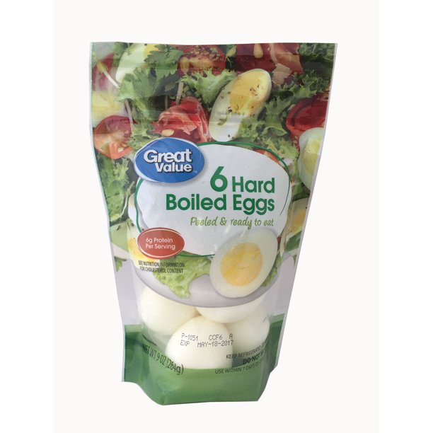 Great Value, Hard Boiled Eggs, 6 Count