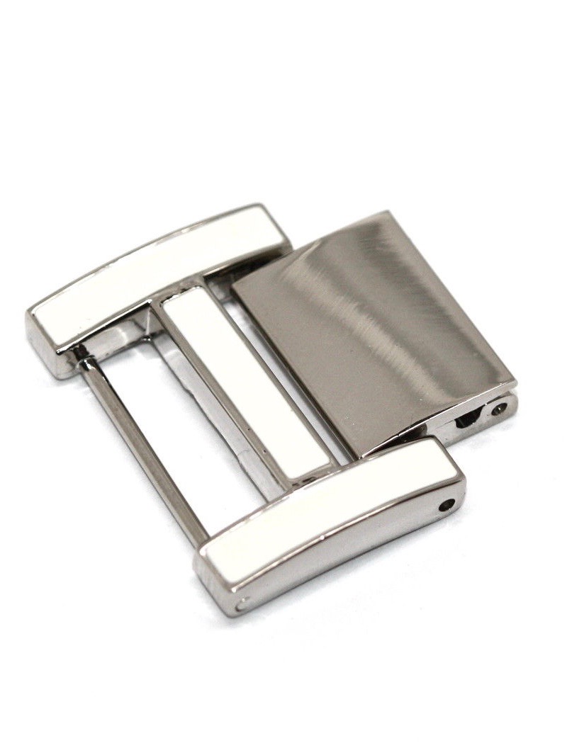 WHITE SILVER STEEL LARGE WIDE FOLD OVER CLASP WOMENS WATCH BRACELET