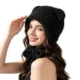 thumbnail image 2 of qolati Women Plush Bear Hat Warm Ear Protection Fall Winter Thickened Fuzzy Hat Earflap Beanie Warm Tropper Windproof Hooded Hat Headwear, 2 of 8