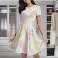 thumbnail image 2 of Pastel Leaves White Background Pattern Women's Classic Swing Skater Dress Casual Work Party Cocktail Dresses, 2 of 6
